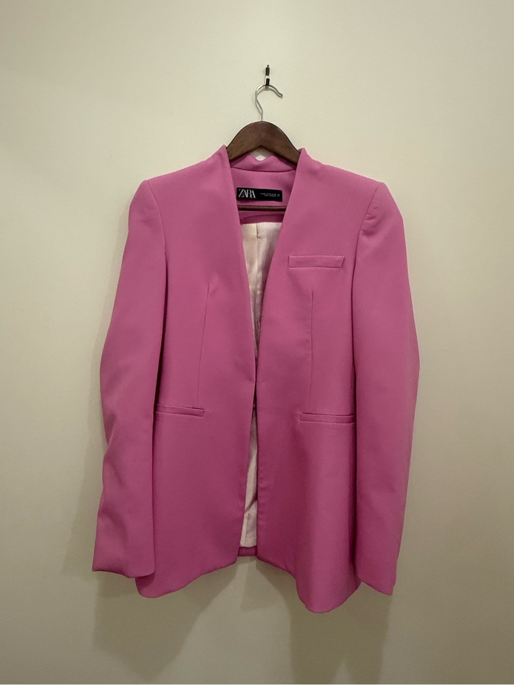 Zara Vibrant Pink Open-Front Blazer